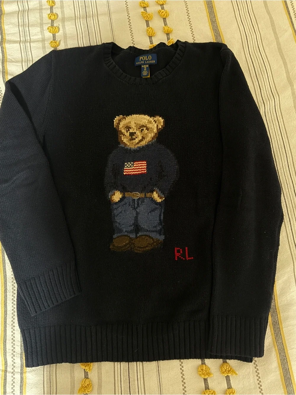 Polo by Ralph Lauren Navy Bear Intarsia Sweater - Picture 1 of 3